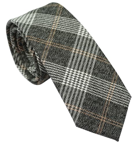 Image of Cotton Skinny Ties for Men, Plaid and Striped Slim Neckties