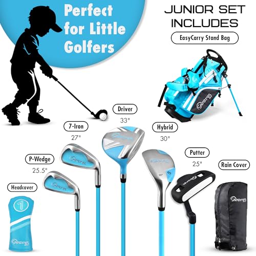 Image of Shorties Golf - Kids Golf Club Set | Perfect for Toddler Golfers and Kids 34 inch-38 inch Tall | EasyCarry Stand Bag | Driver, 7-Iron, Putter, Headcover, and Rain Cover