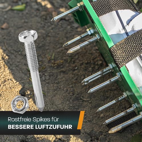 Foto von Hinrichs Rasenlüfterschuhe - Nagelschuhe zum Rasen belüften - Rasenlüfter Schuhe mit flexibel einstellbarem Riemen - Aerifizierer Rasenschuhe für manuelle Lüftung des Bodens- Rasenbelüfter