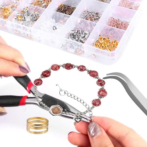 Queta 2490 Pieces Earring Hooks Earring Making Kit with Pliers and Tweezers for Jewellery Making and Repair 6 Colours - Image 3