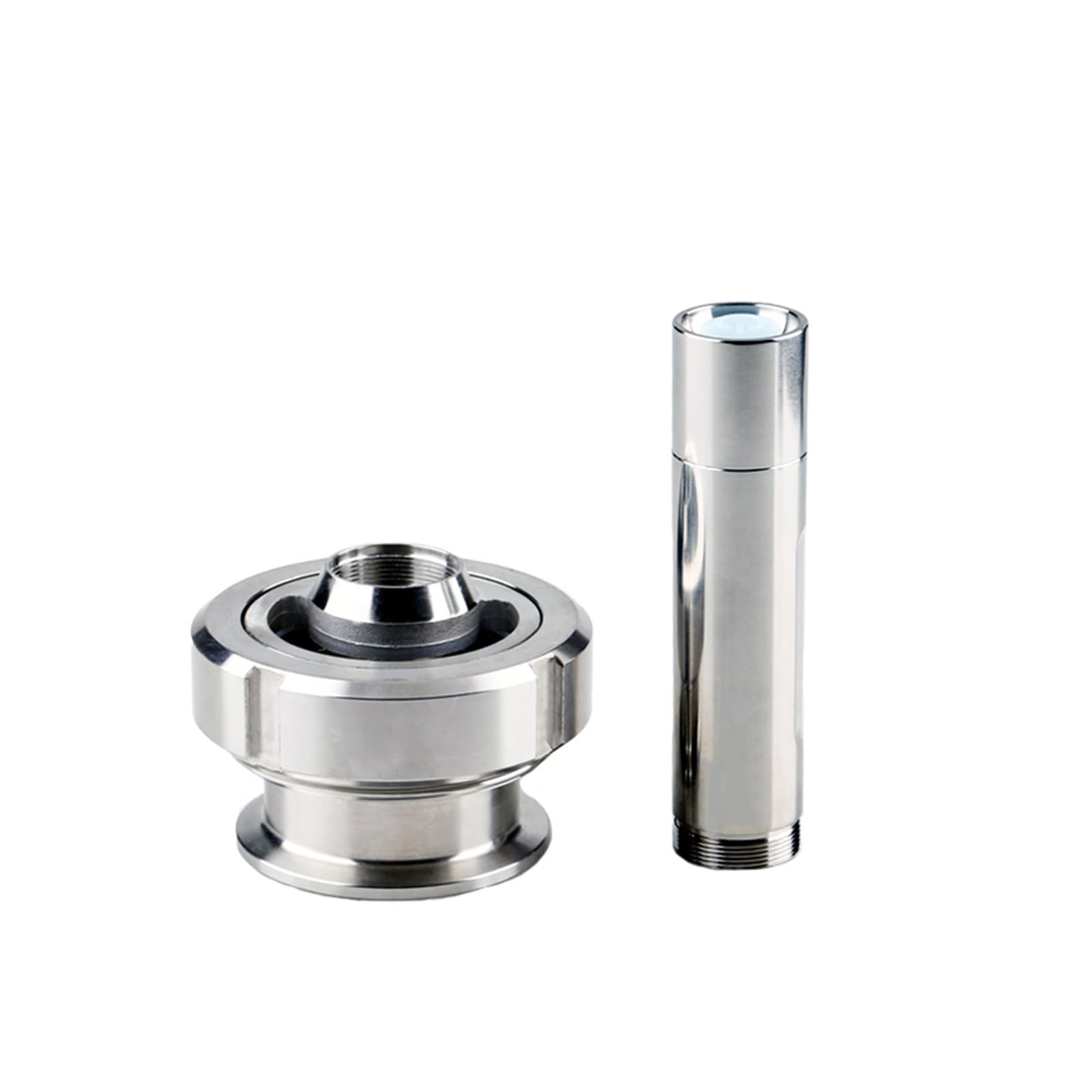 KACOME 304 Stainless Steel Quick Release Live Joint Sight Glass with Light Sanitary Welding Observation Live Knot Window LED Flashlight(OD 133 Chuck 145)