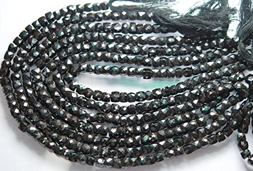 Perles spinelle noire cubique 3D 6mm pierres naturelles taillées briolettes qualité AAA