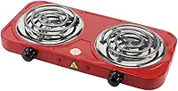 Fogão Elétrico Portátil 2 Bocas, 2500W, Cooktop de Mesa, Vermelho 127v