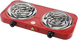 Fogão Elétrico Portátil 2 Bocas, 2500W, Cooktop de Mesa, Vermelho 127v