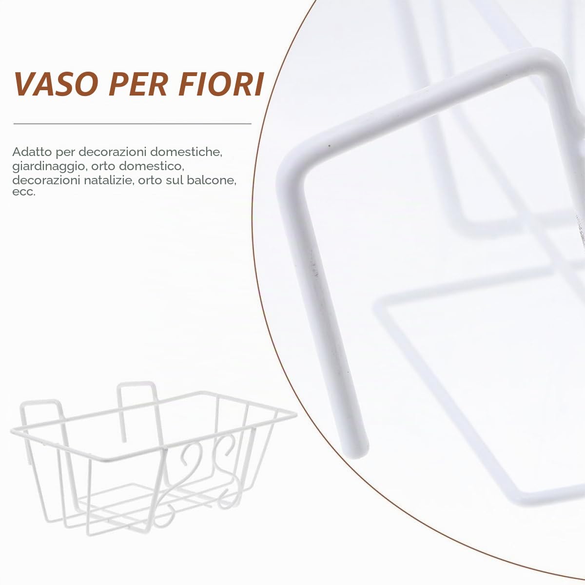 BESPORTBLE Portavasi da Esterno 2 Pezzi in Ferro Bianco da Appendere Facile da Installare Supporto per Vasi da Balcone e Giardino per Piante in Vaso