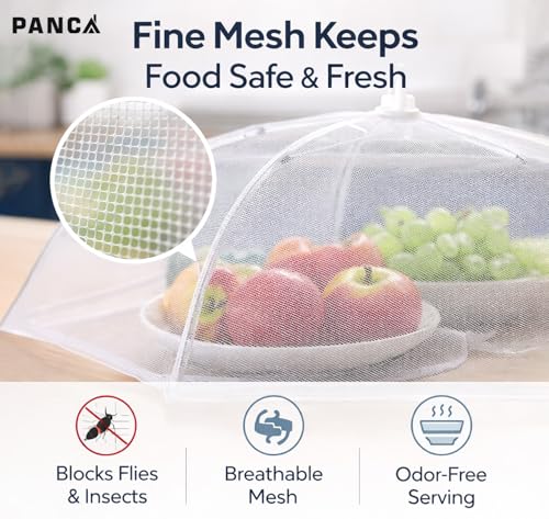 Image of PANCA Food Cover for Outside | 2 Pcs Pop Up Mesh Food Tent 17 Inch | Reusable Collapsible Food Nets for Fruits, Snacks & Outdoor Serving | Insect Proof Cover for Home & Picnic