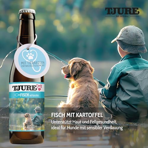 TJURE Hundesmoothie Fisch mit Kartoffel | 6 x 220 ml | Getreidefreier Smoothie für Hunde | Mit 26 % Fisch & Gemüse | Ideal als Topping & Snack | Ohne Zusatzstoffe | Made in Germany