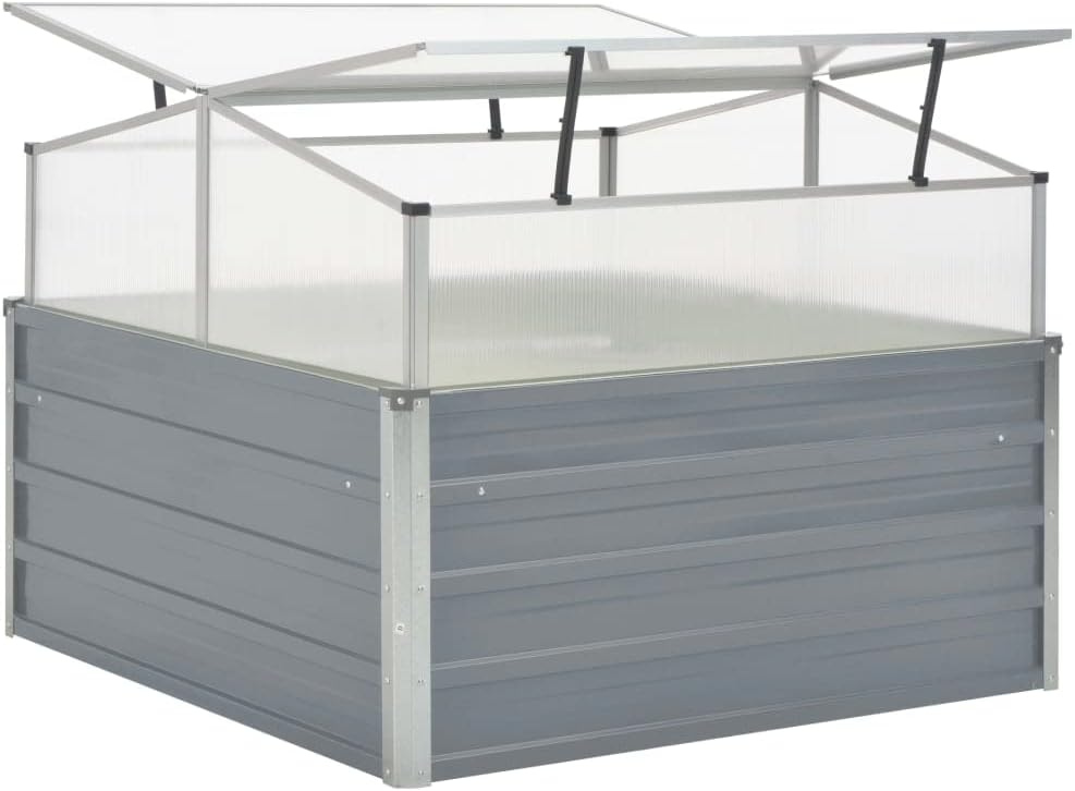 Greenhouse,Patio Decoration,Gardening Supplies,Vegetable Planters,Plants Privacy Fence,Outdoor Planter,Balcony Raised Beds,for Garden,Patio,Balcony,Yard,39.4"x39.4"x33.5" Galvanized Steel Gray