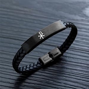 Amazon.com: KBNSUIAN Dainty Black Leather Greek Chi XP Rho
