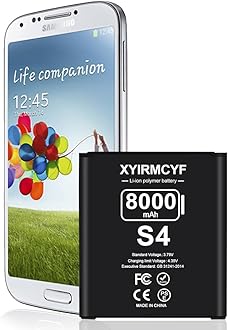 Galaxy S4 Battery (2024 New Upgrade), 8000mAh High Capacity Battery for Galaxy S4 AT&T I337, Verizon I545, Sprint L720, T- Mobile M919, R970, I9500, I9505