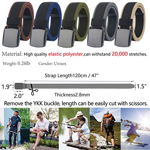 LionVII Elastic Belts Men - Stretch Canvas Belt Durable Plastic Buckle for Work Travel - Adjustable Trim to Fit 28-45" Waist2