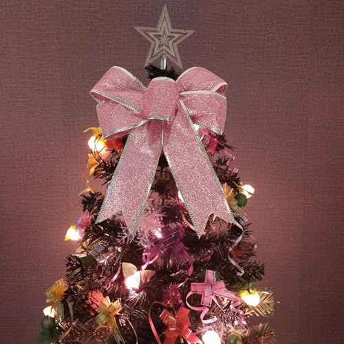 Weihnachtsschleifen Rosa 26 SpirWoRchlan Große glitzernde Schleifen mit Draht für...