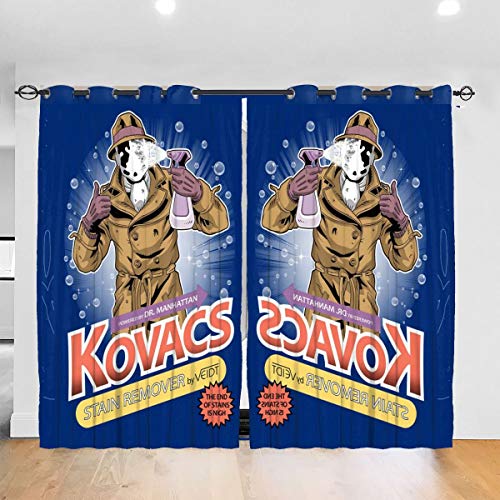FDASLJ Customized Blackout Window Curtains Watchmen Rorschach Kovacs Stain Remover Grommet Thermal Insulated