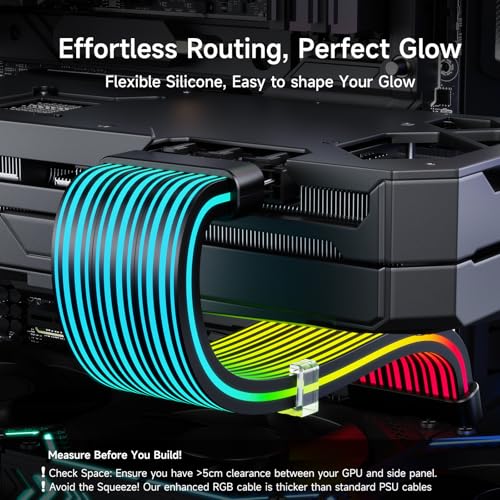 Image of Sirlyr RGB PC Cables,Strimmer 3 * 8 pin PSU Extension Cable,5V 3Pin Sync ARGB,for Graphic Card Power Supply,Computer Case Decoration Black Style