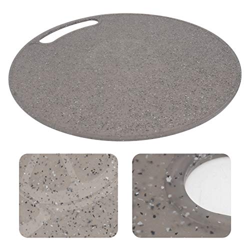 HEMOTON Reusable Plastic Chopping Board Round Vegetable Fruit Marble Look Serving Board 31 cm Kitchen Tool, Polypropylene - Image 2