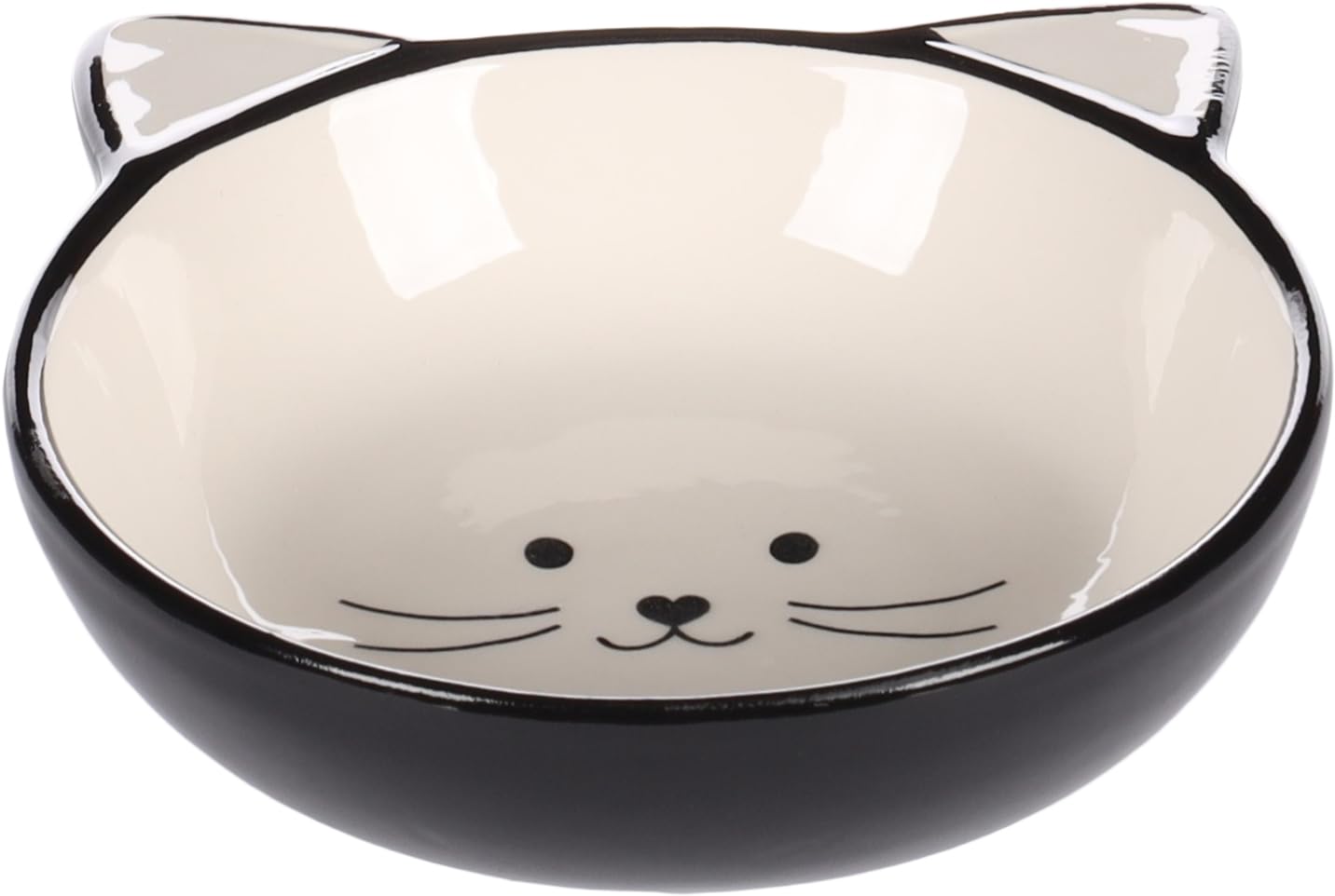 FEEDING AND DRINKING BOWL CAT KAJO CERAMIC BLACK-WHITE ROUND 280ML 13x4CM