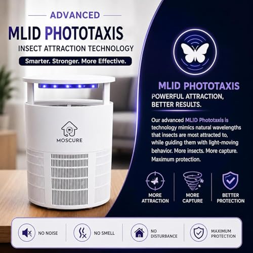 Image of IPI Indoor Mosquito Trap | MLID Technology | 400 Sq Ft Coverage | Odor-Free, Chemical-Free Insect Trap | 1.5W Low Power | 280g Lightweight & Compact | Safe for Kids & Pets (Pack of 2)