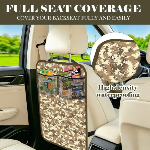 Image of 2 Pack Back Seat Cover for Kids with 2 Pocket Storage Organizer Camouflage
