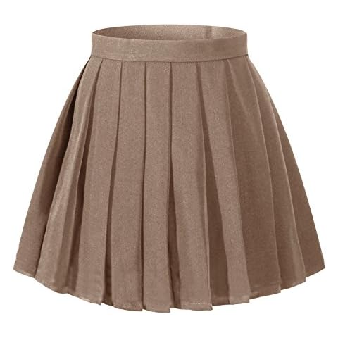 Beautifulfashionlife Women`s Pleated Short School Uniform Skirt Fancy up Costumes Skirts (XS,Dark Brown) Cover