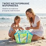 2 siatkowe torby plażowe, torba na zabawki wielokrotnego użytku i składana dla dzieci, na plażę, piknik, basen i ubrania, idealna na rodzinne wakacje, duże i małe, zielone
