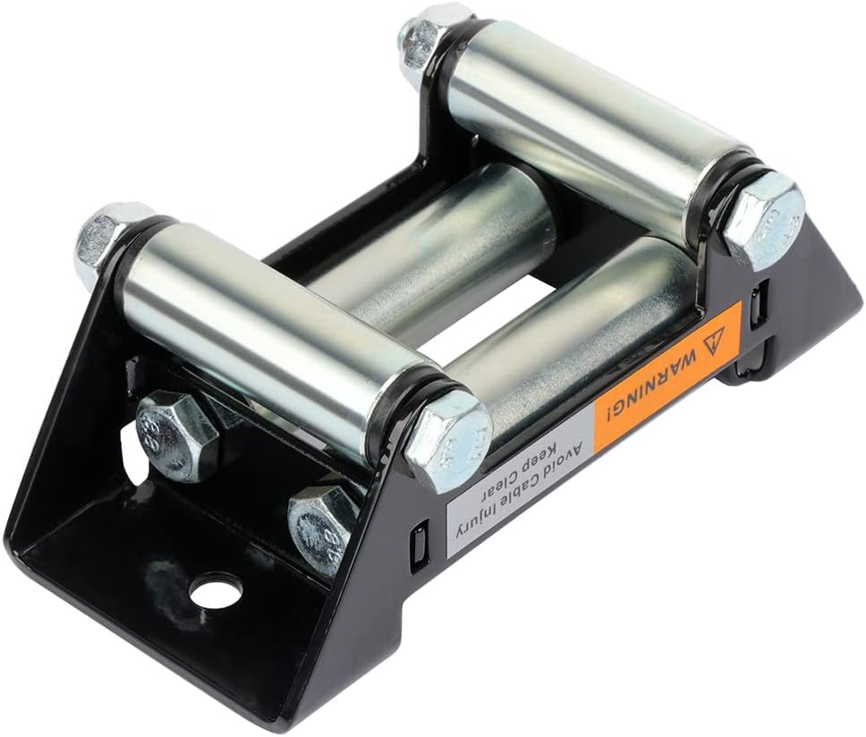 ROADFAR Heavy Duty 4000 lb Steel Cable Rope ATV UTV Off-Road Winch with 1pcs Remote Control and 4-Way Roller Fairlead,Black