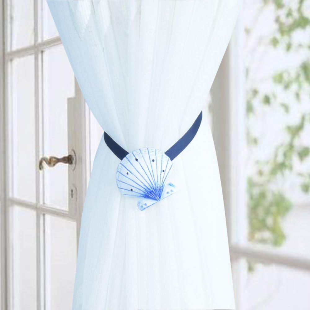 Alzapaños magnéticos de concha para cortinas de exterior en terrazas y salones de hotel H3