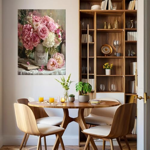 Impression roses et hortensias 50x40cm tableau mural moderne maison