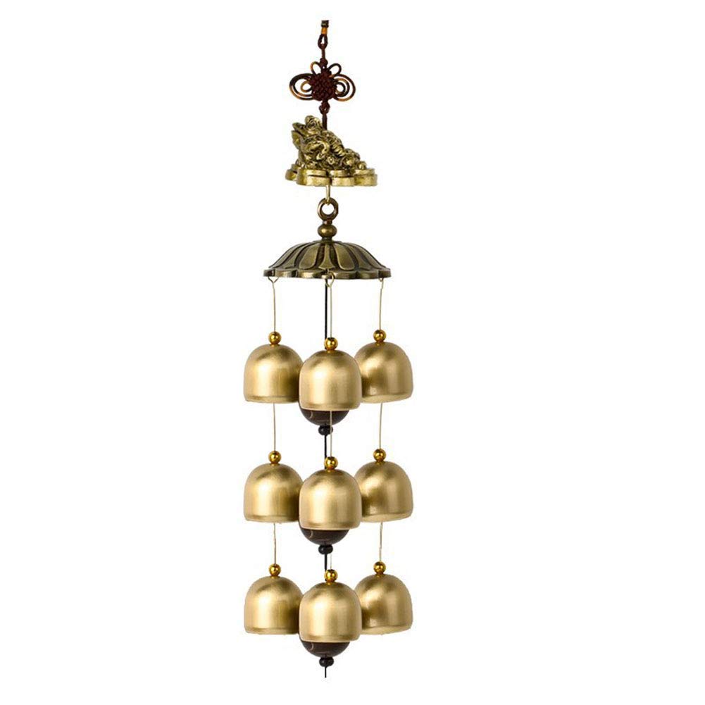 U-D Chinese Feng Shui Lucky Bell Vintage Copper Wind Chimes Pendant for Lawn Yard Patio Balcony Garden Room Home Decor