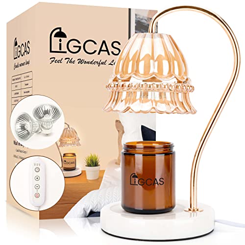 Candle Warmer Lamp With Timer For Scented Jar & Votive Candles W/3 Timer Settings Light Dimmable Candle Melter Halogen Wax Melting Bulb,Marble Base & Rose Gold Lampshade, An Exciting Gift For Friends #TOP1