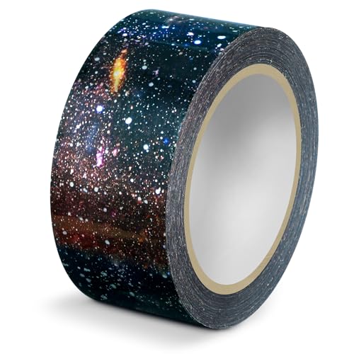 Harloon Galaxy/Wood Decorative Duct Tape Sticker 1.89 100 Yard DIY Craft Back to School Buffalo Tape Single Roll for Scrapbook Gift Wrapping DIY First Day of School Classroom Decor(Galaxy)
