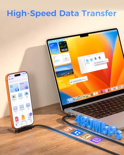 Image of 2Pack Invisible Stand Charging Cable, 240W USB-C to C & Lightning Braided Cord with 2-in-1 360 Adjustable Foldable Metal Stand, 4.9FT - Hands-Free for Gaming, Office, Travel, Works with Most Devices