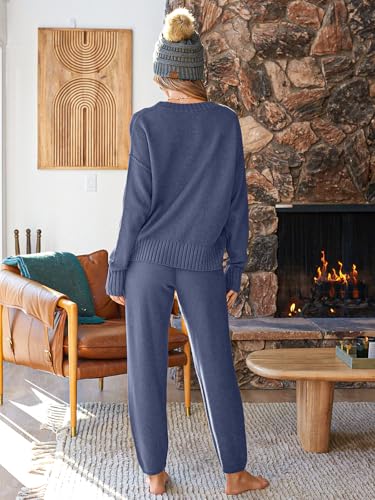 Image of LILLUSORY Womens Cardigan Pants Sets 2 Piece Slouchy Sweater Loungewear