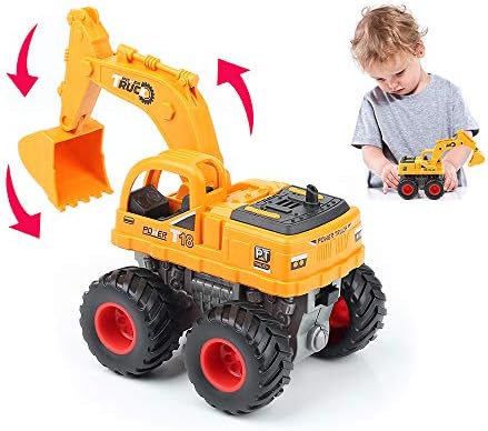 GIOESFUN Construction Toys Truck Excavator Toy for Boys- Push and Go Toy Cars 360 Degree Rotation Sandbox Toy Vehicles for 3 4 5 Year Old Boys