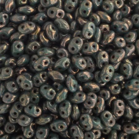 100 Grams Czech Superduo 2-Hole 2.5x5mm Turquoise Bronze Picasso for Jewelry Making and DIY Crafts