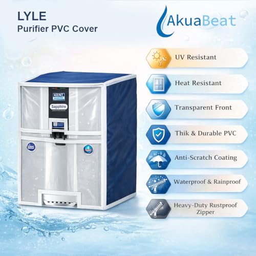 Image of Water Purifier Cover Compatible with Kent Sapphire RO+UV+UF+Inline+Alkaline - Dustproof, Waterproof, Oil Stain Protection, Transparent Front, Velcro Closure, Fits Wall-Mounted /Table-Top