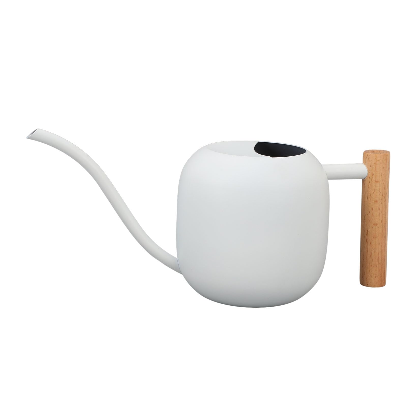 Stainless SteelWatering, Stainless Steel Houseplant Watering Can 1.2L Long Spout Wood Handle Black/White(White)