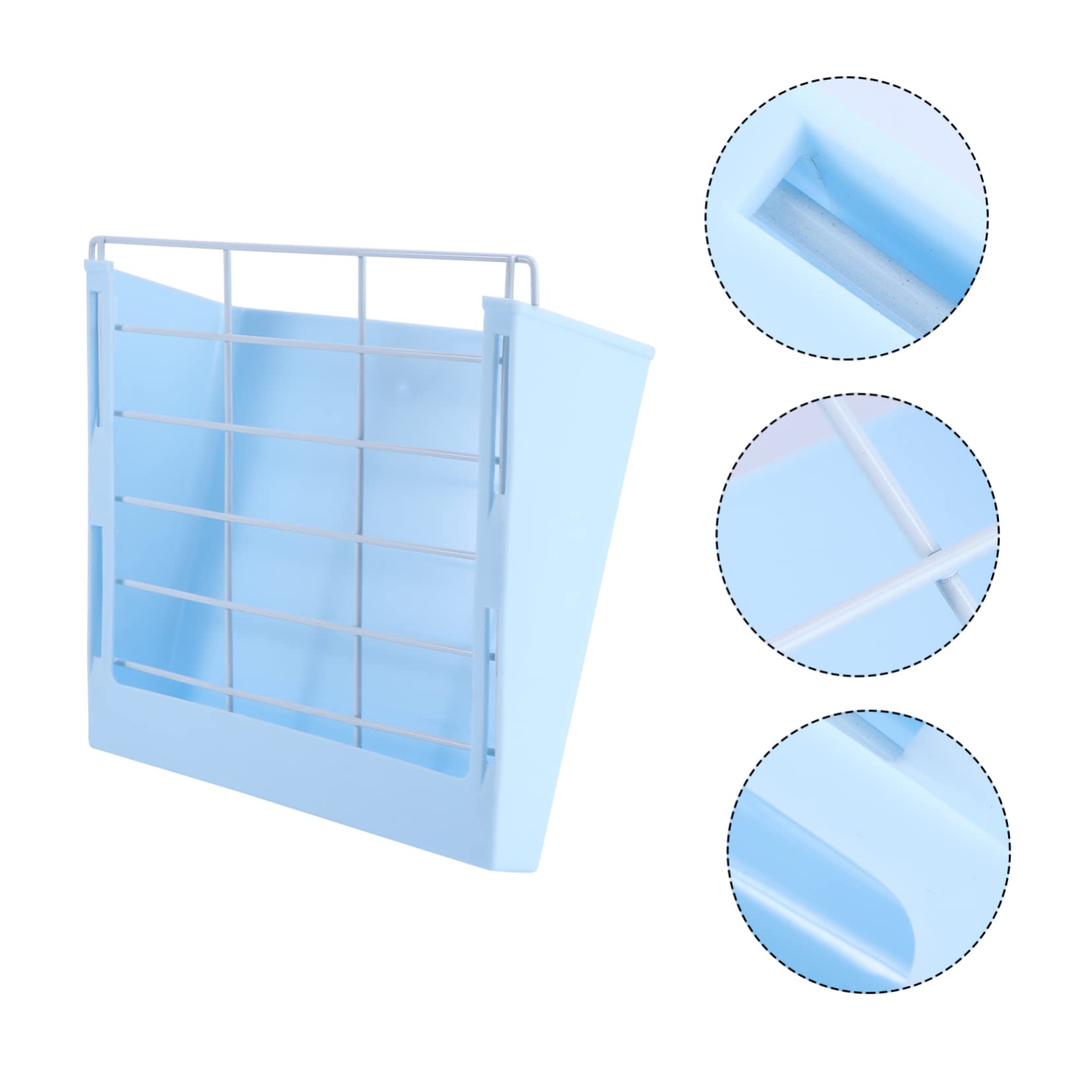 Râtelier à Lapins Grosse Capacité pour Cage, Plastique Acier Bleu