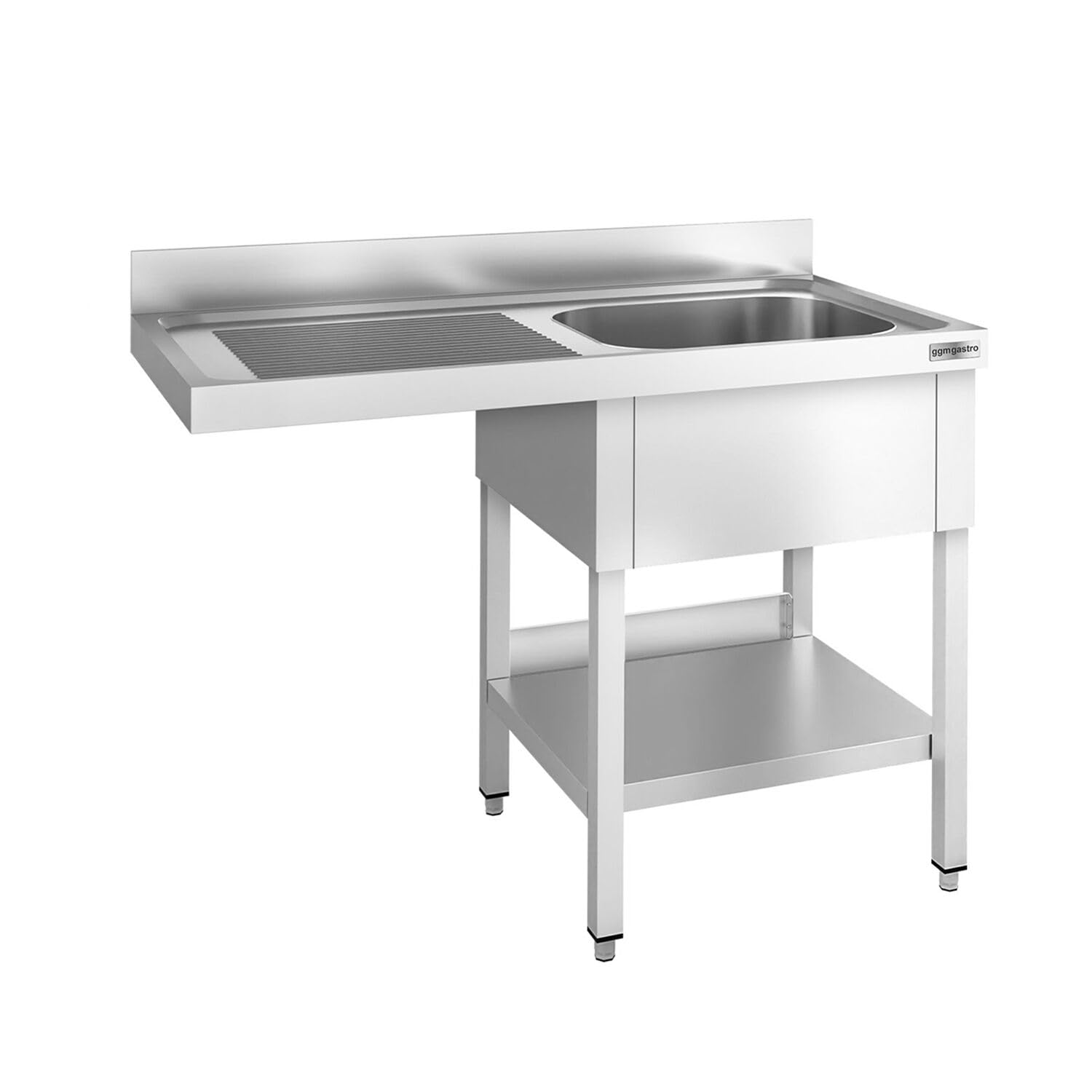 GGM Gastro | STK146SBR1 | Spülmaschinen-Spültisch - 1400x600mm - mit 1 Becken rechts