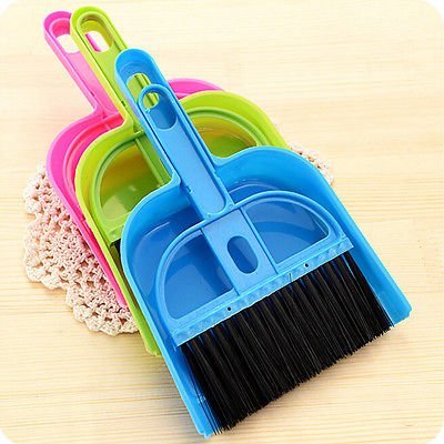 Image of GNE Mini Dustpan with Brush Broom Set for Multi-Purpose Cleaning Brush Keyboards, Dining Table, Car Cleaning, Refrigerator Cleaning kit, Carpets (Assorted, Small)