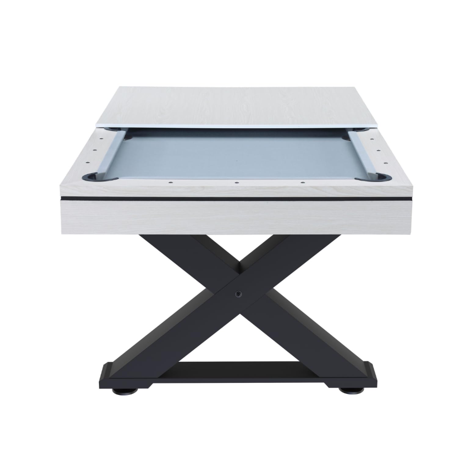 Concept-Usine | Mesa multijuego 3 en 1 de Billar y Ping-Pong Texas + Accesorios | Diseño Moderno de Madera Blanca | Mesa de Juego o Comedor | Materiales de Calidad | en Familia o Amigos