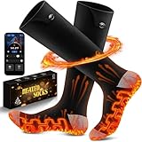 Heated Socks APP Control for Men Women, 6000mAh*2 Battery Heated Socks, Electric Heated Socks Up to 10 Hours Smart Foot Warmers Washable for Camping Fishing Cycling Skiing Skating Hiking Camping
