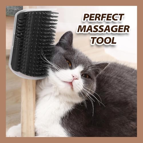 Image of 2 Pack Black Cat Self Groomer with Catnip Pouch | Grooming Massage Brush, For Indoor Felines, Soft Nylon Bristles