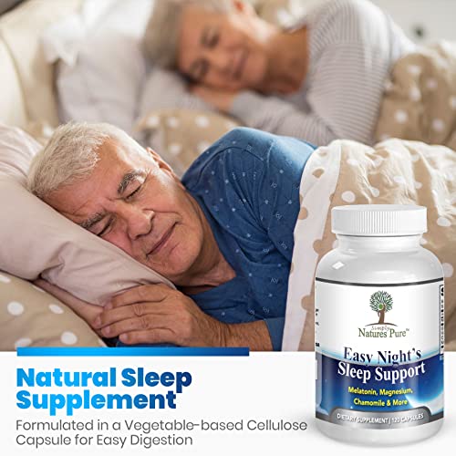 Simply Natures Pure – Easy Night's Sleep Support – Natural Supplement – Magnesium – Valerian Root – Chamomile – Melatonin – Vegetable Capsule - Non-Gmo #TOP2