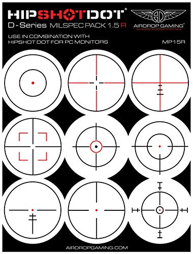 HipShotDot D-Series Milspec Pack - Reusable Transparent Aim Sight Assist TV Decals - Gaming Television or Monitor Decal for FPS Video Games Compatible with PC, Xbox & Playstation (1.5 Red)
