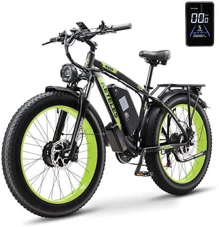 COLOCYC KETELES Electric Bike for Adults 2000W Dual Motor 48V/23Ah Removable Lithium Battery 21-Speed Shimano 26″ Fat Tire Trail Riding Mountain Snow Commuter Ebikes Bicycle 32MPH AWD