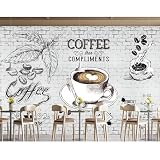 TOKMOCO Custom 3D Retro Coffee Shop Wall Paper Cafe Shop Restaurant Drink Wall Murals Removable Large Coffee Self-Adhesive Wallpaper