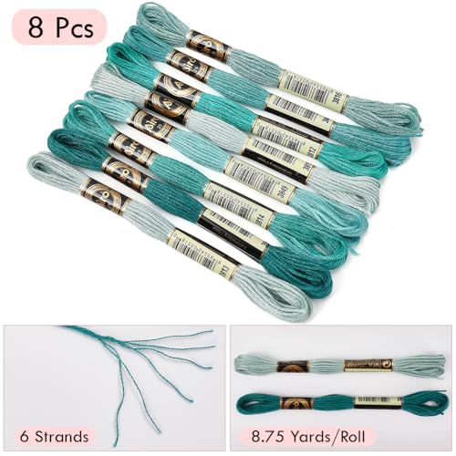 Image of Green Blue Gradient Embroidery Floss Thread for Sewing Bracelet
