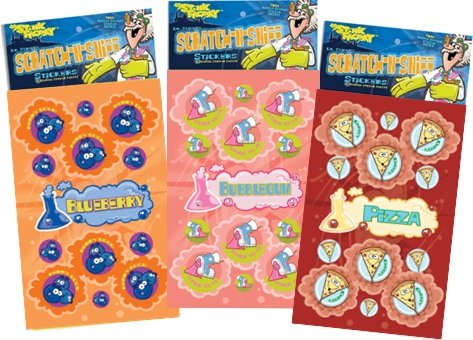 Just For Laughs Dr. Stinky's Scratch N Sniff Stickers 3-Pack- Pizza, Blueberry, Bubblegum 81 Stickers