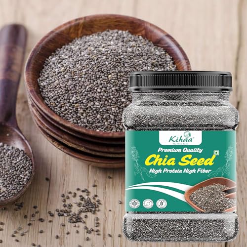 Image of Kihaa Raw Chia Seeds for Weight Loss with Omega 3,Zinc and Fiber,Calcium Rich /Protein Chia Seeds (400 gm)