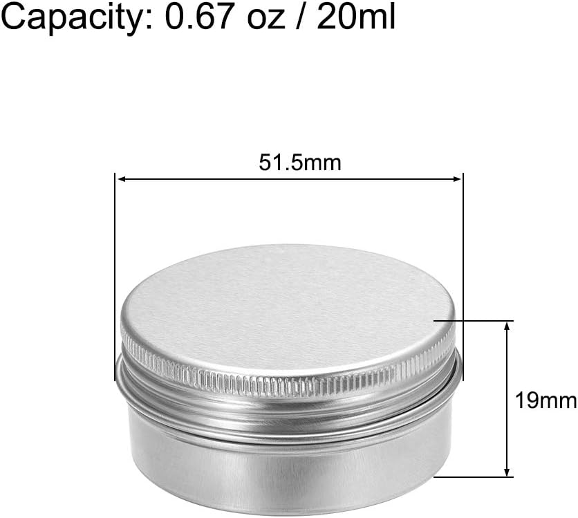 uxcell 24 Pack 0.67 oz Round Aluminum Cans Tin Can Screw Top Metal Lid Containers for Crafts, Candles, 20ml